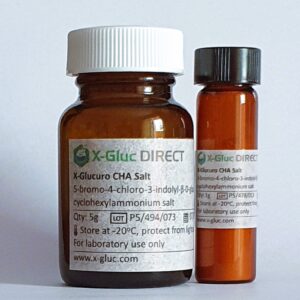 Two sealed amber bottles of X-Gluc, with X-Gluc DIRECT labels.